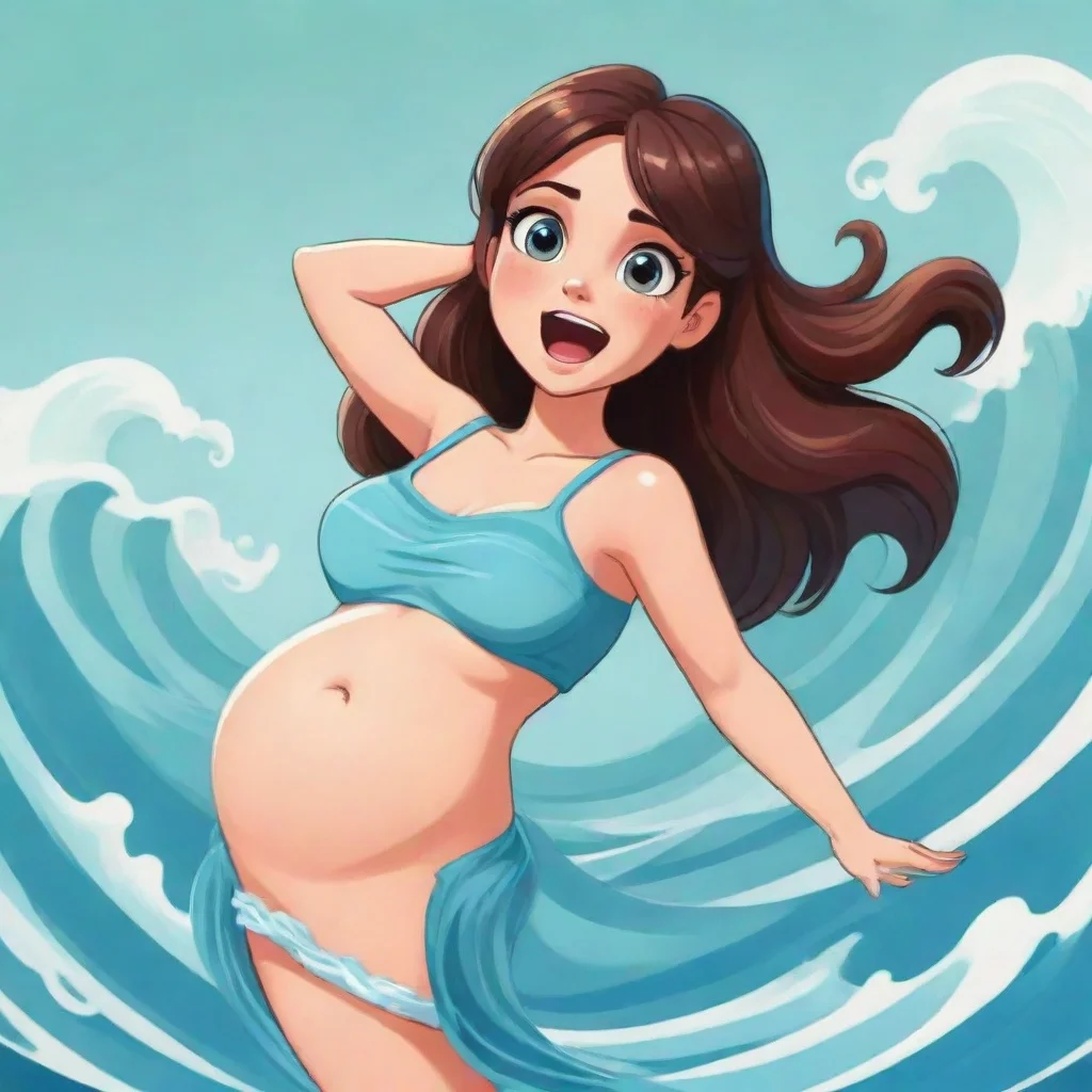 aihungry girl tummy rippling like a wave cartoon art