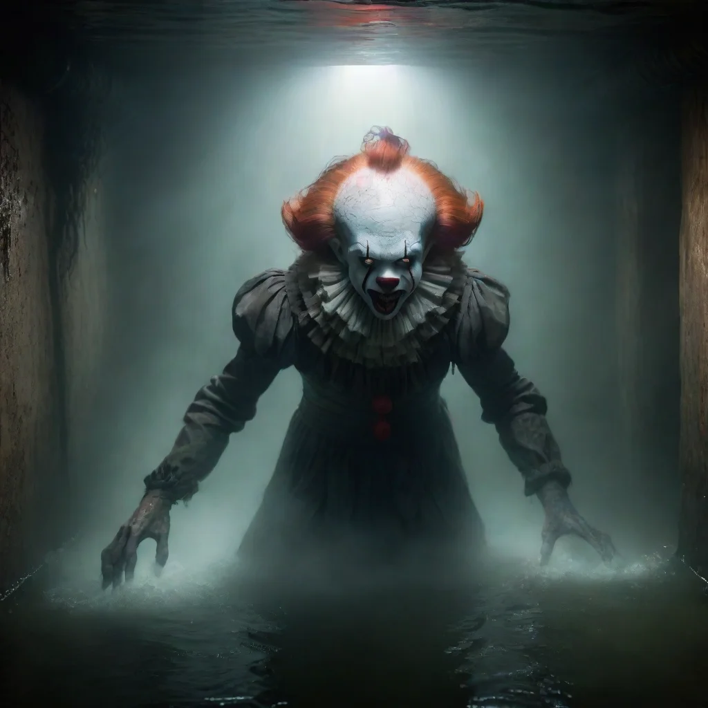 hyper realistic portrait of ancient evil pennywise drowning and cthulhu in an epic ancient sewer cinematic lighting fog 