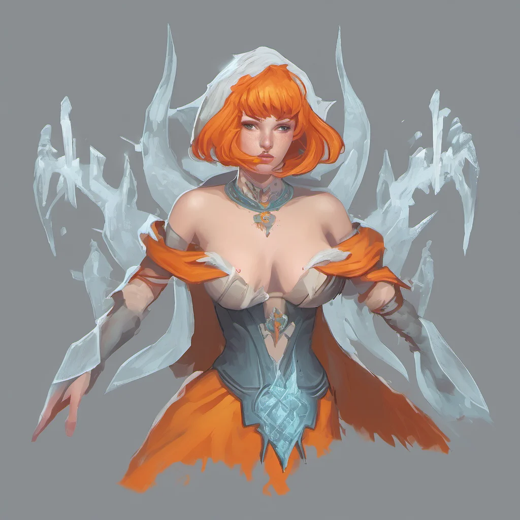 ice sorceress orange hair flat chest