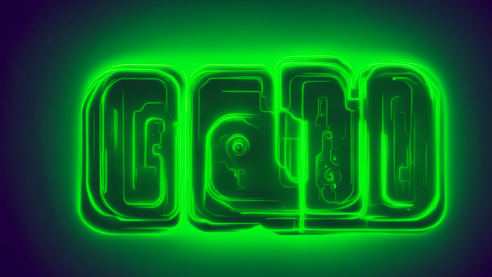 aiillustration of  lock %2C green colour%2C neon lighting wide