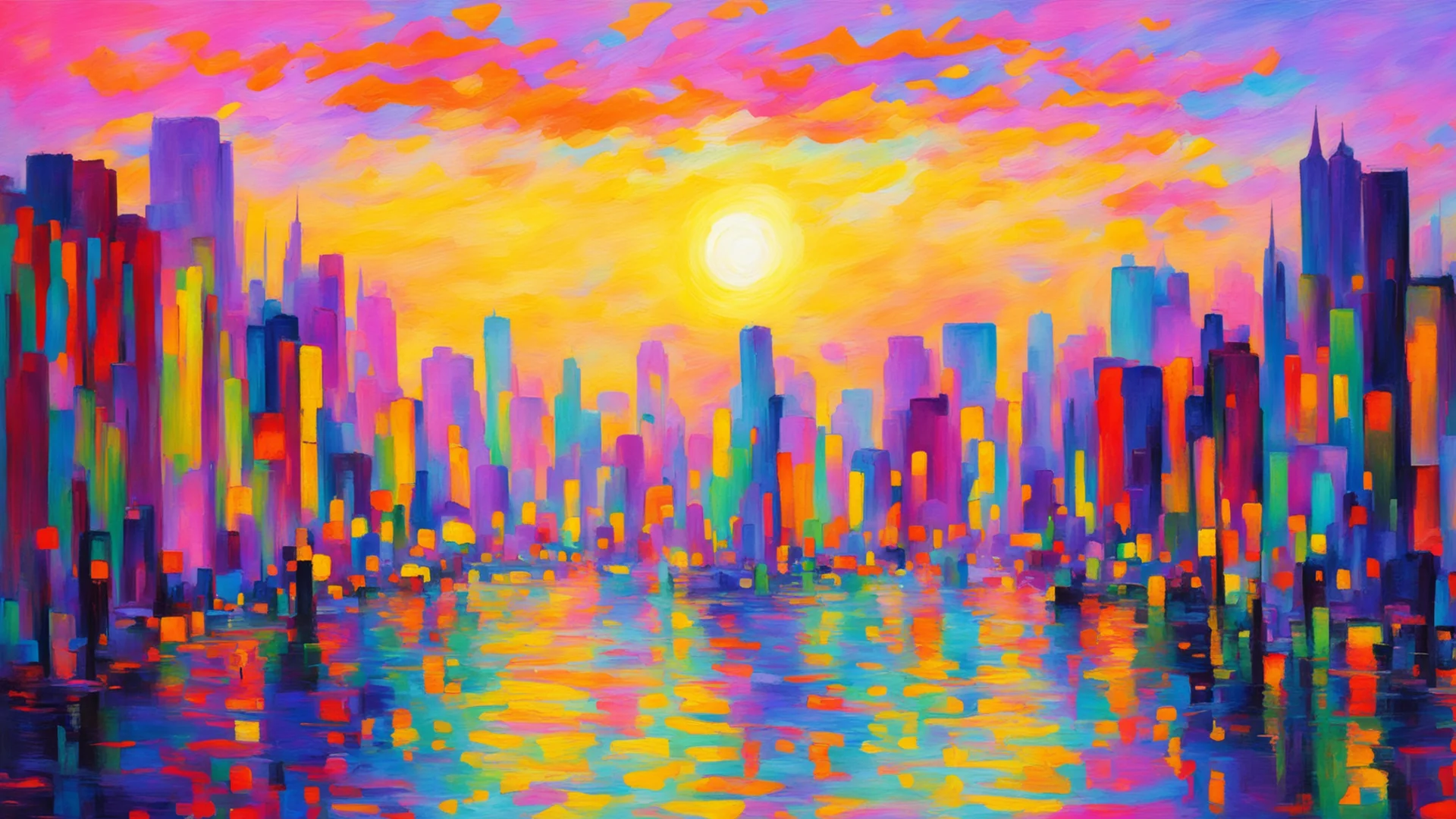 impressionist dawn in a city good looking trending fantastic 1 wide