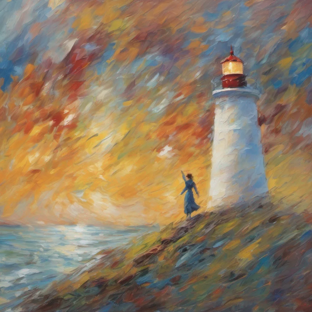 aiimpressionist lighthouse with person breaking free confident engaging wow artstation art 3