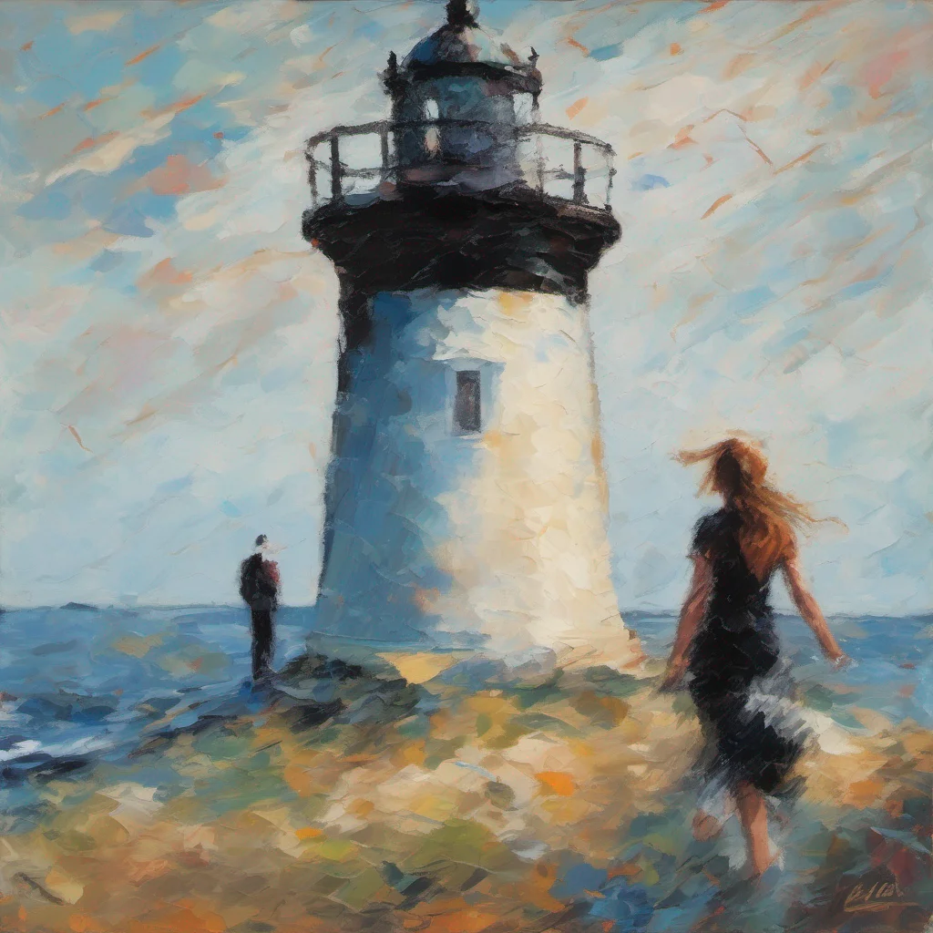 impressionist lighthouse with person breaking free