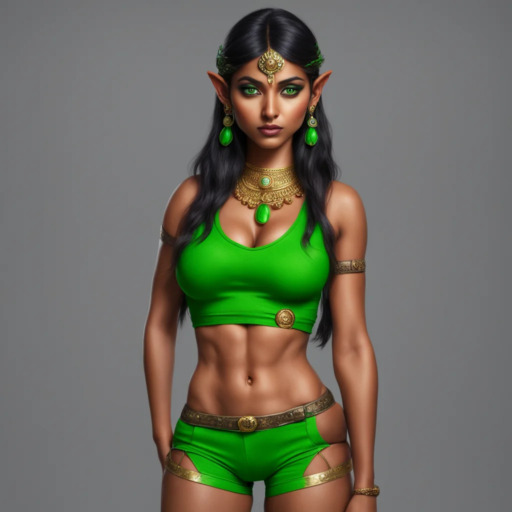 aiindian elf woman with green eyes and tight shorts good looking trending fantastic 1