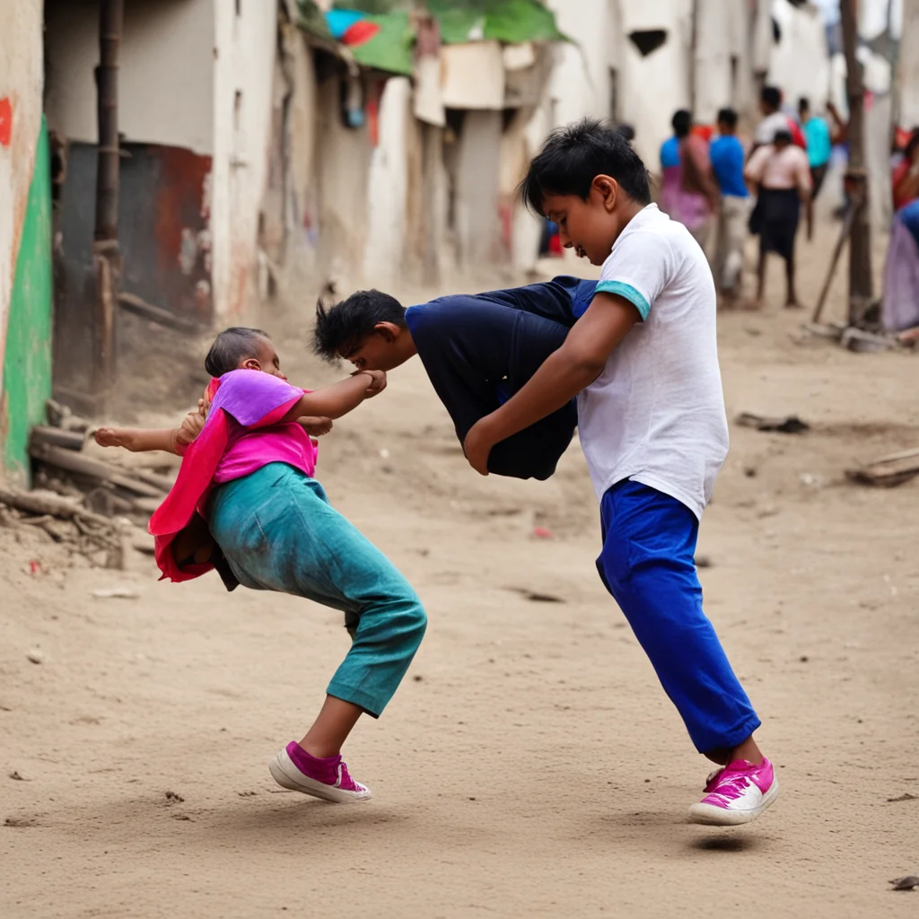 indian girl kicking a boy