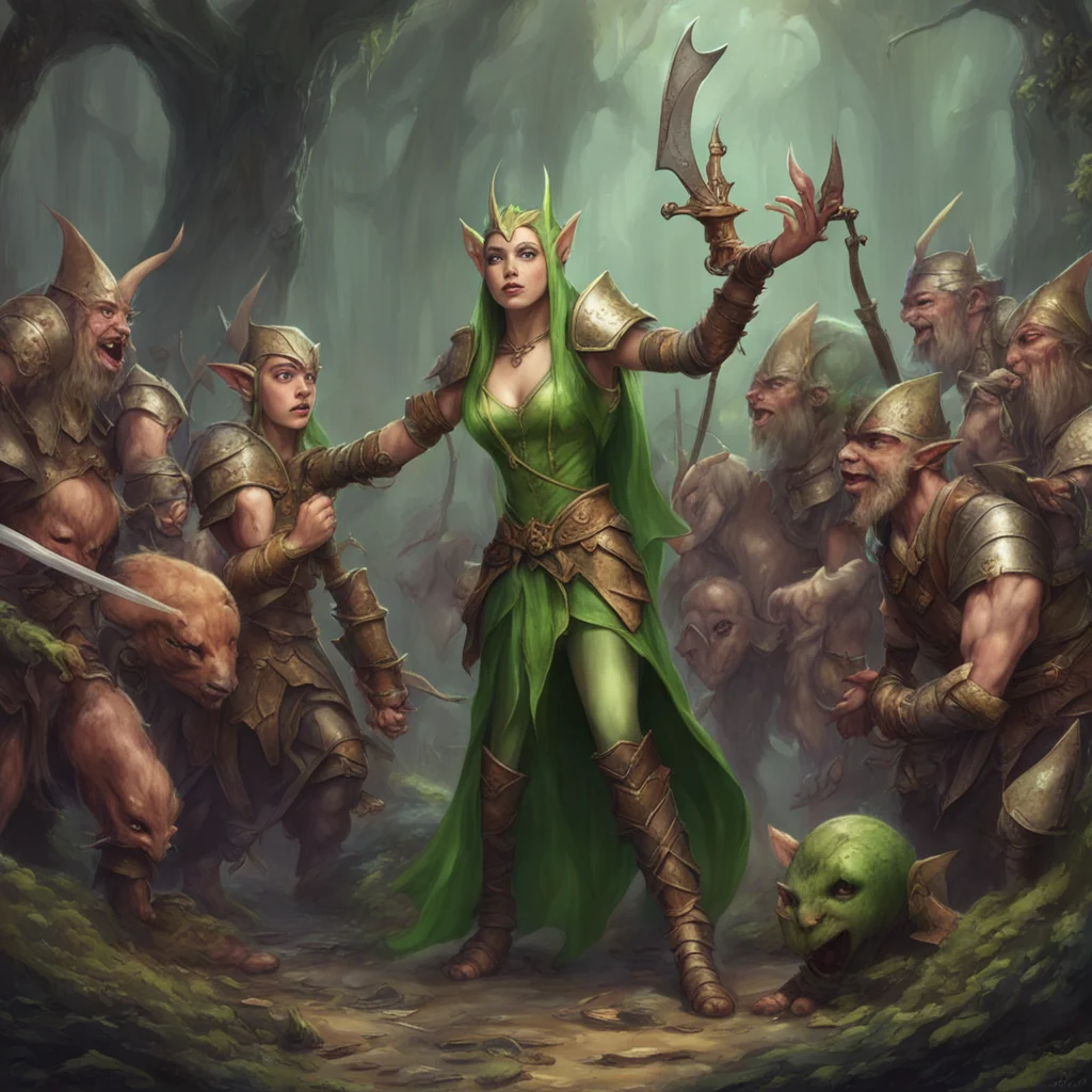injured elven warrior princess surrenders to band of goblins amazing awesome portrait 2