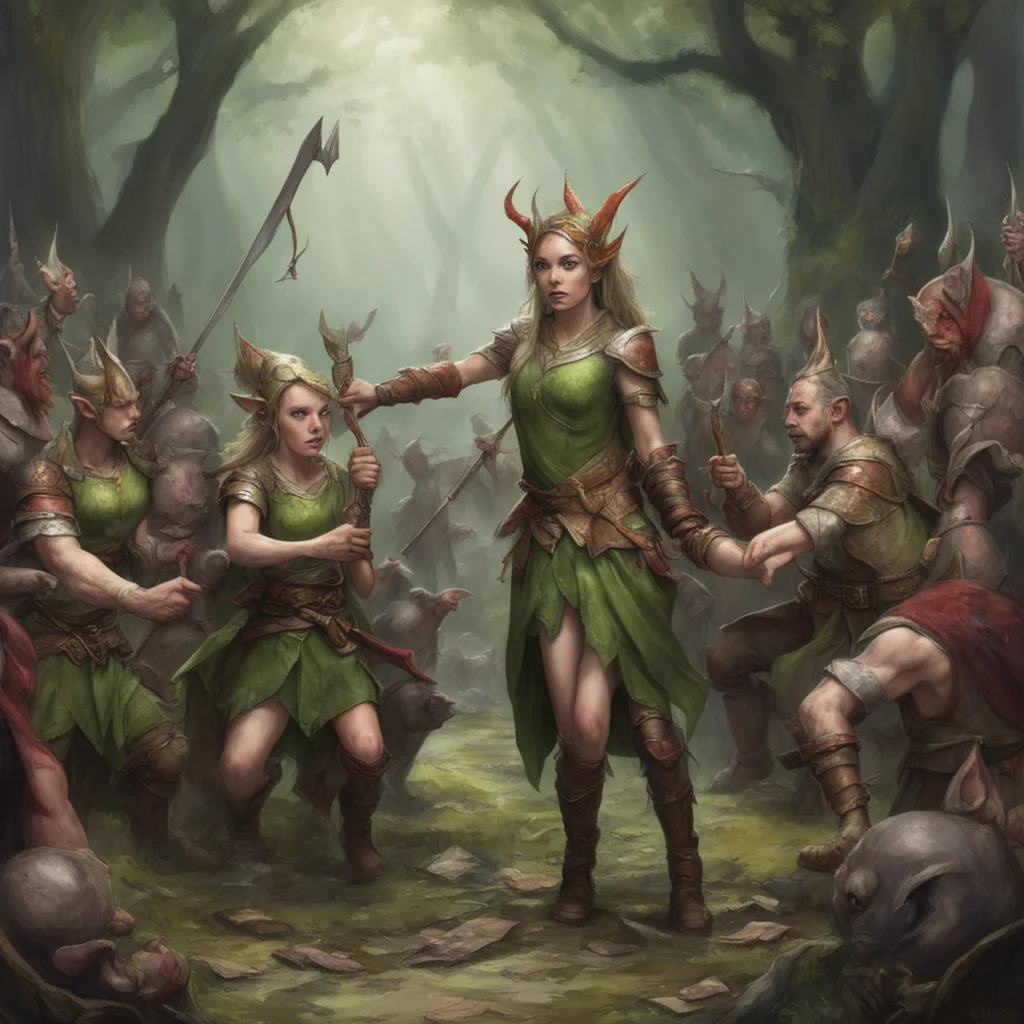 injured elven warrior princess surrenders to band of goblins confident engaging wow artstation art 3