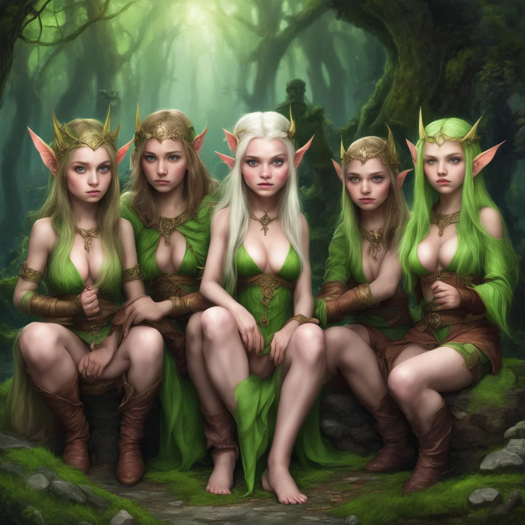 innocent elven princess and three lustful goblins confident engaging wow artstation art 3