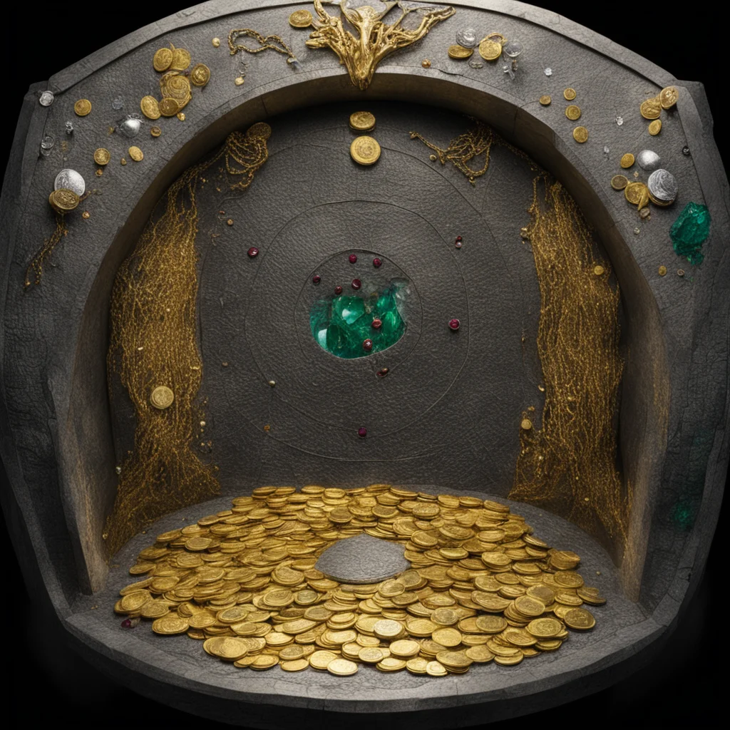 aiinside king thranduil%E2%80%99s treasure vault with gold coins and silver coins and diamonds%2C rubies%2C sapphires and emeralds 
