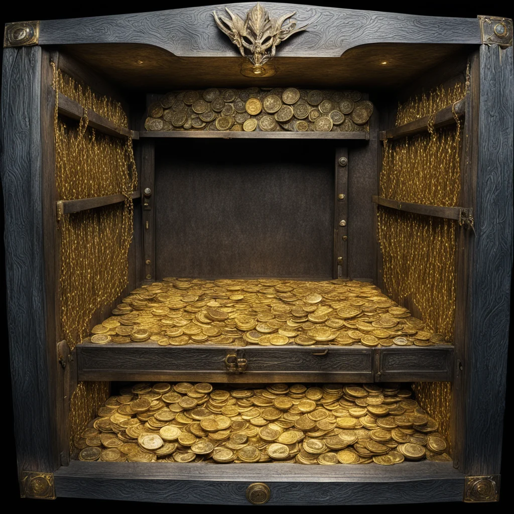 aiinside king thranduil%E2%80%99s treasure vault with gold coins and silver coins and diamonds%2C rubies%2C sapphires and emeralds in large chests confident engaging wow artstation art 3