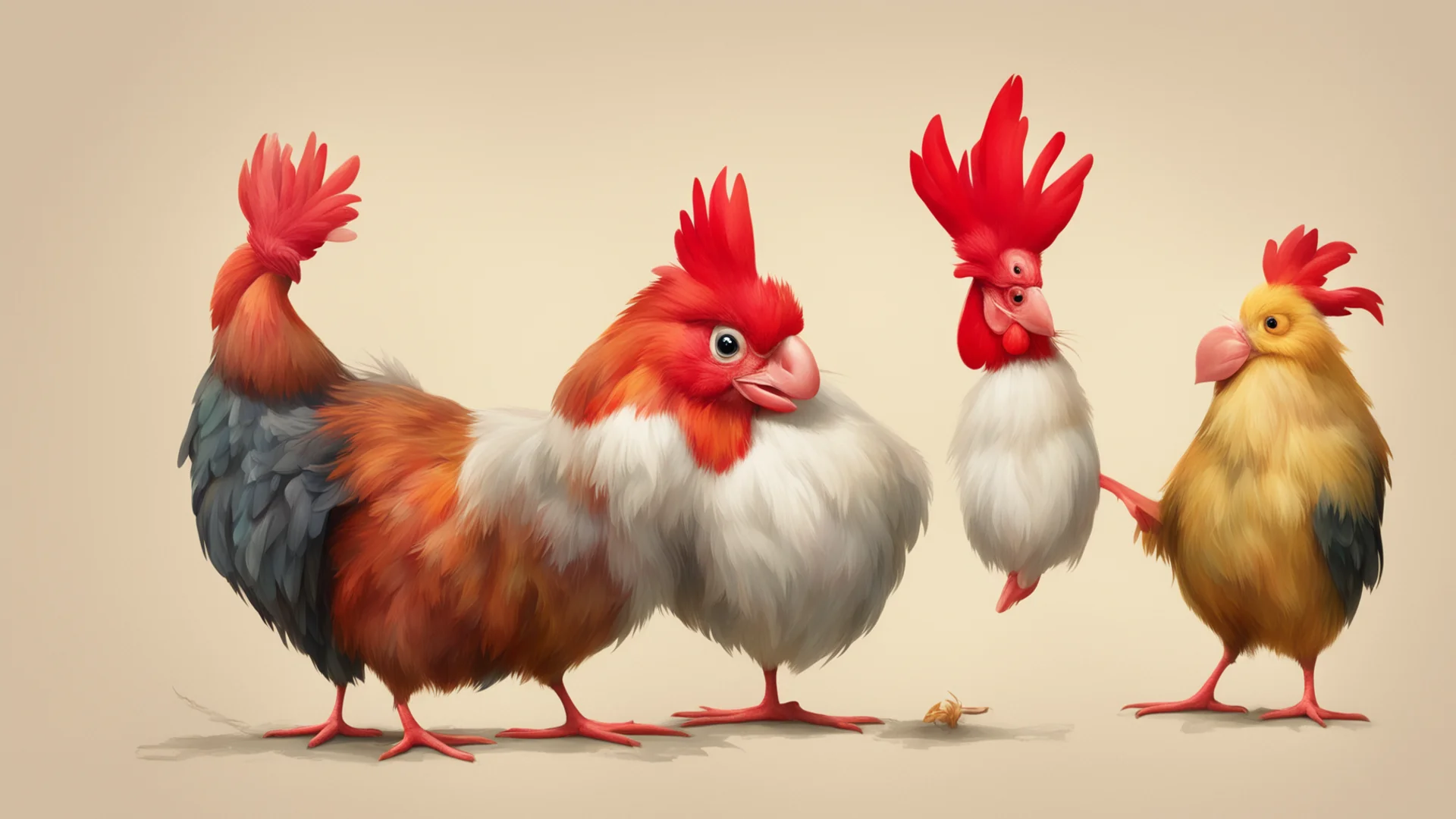 aiintroduce the little mouse and the big rooster%2C highlighting their unique qualities. confident engaging wow artstation art 3 wide