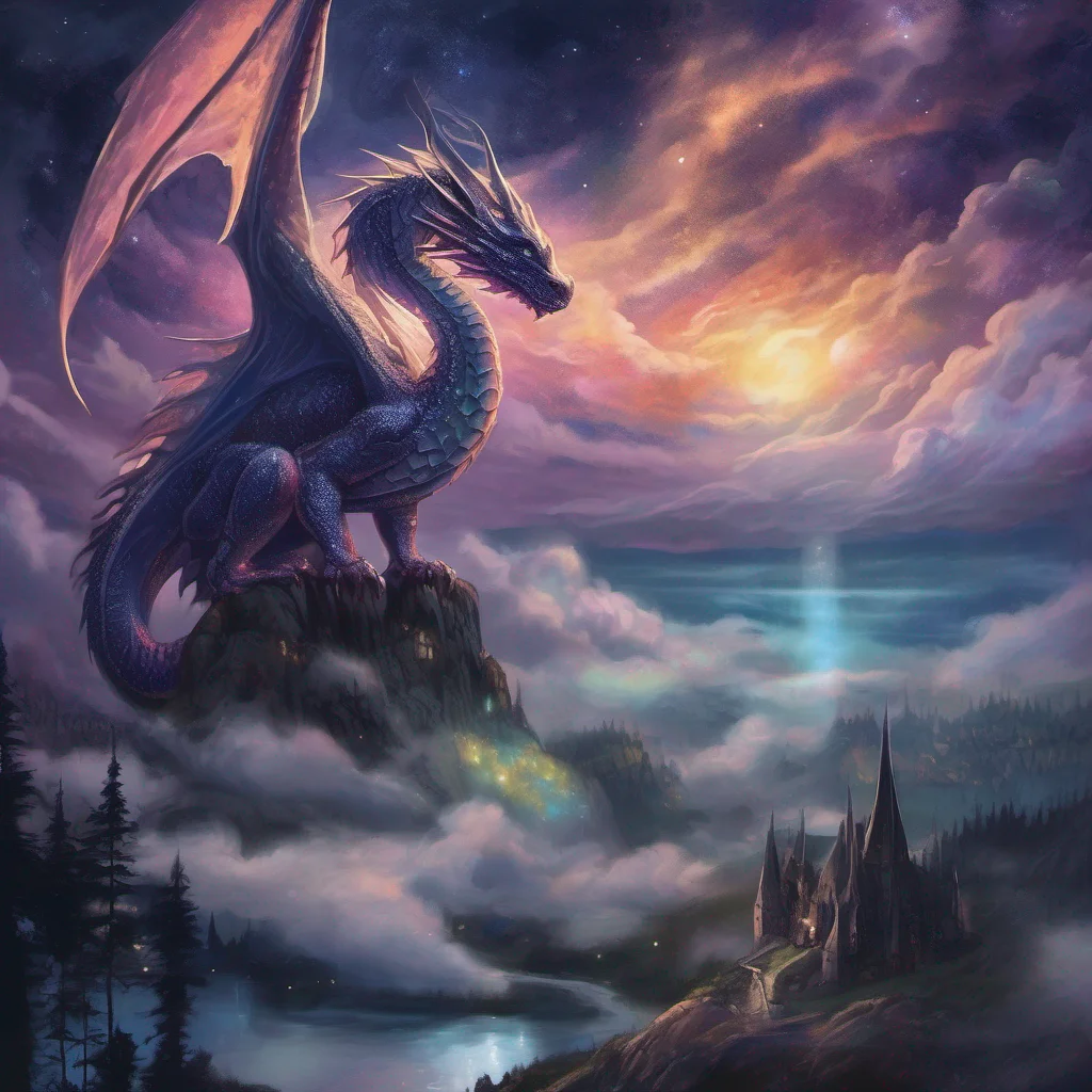 aiiridescent dragon fantasy art night sky confident engaging wow artstation art 3