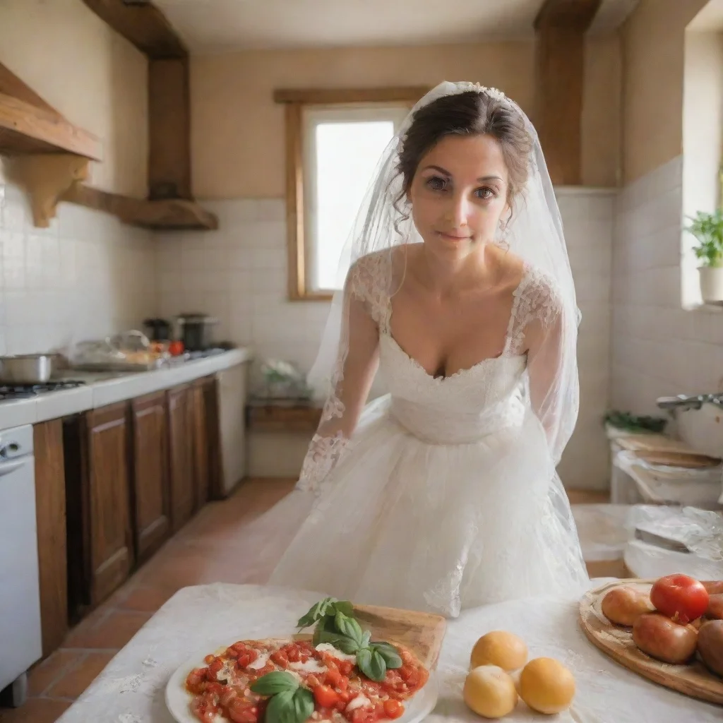 italian bride in the kitchen 