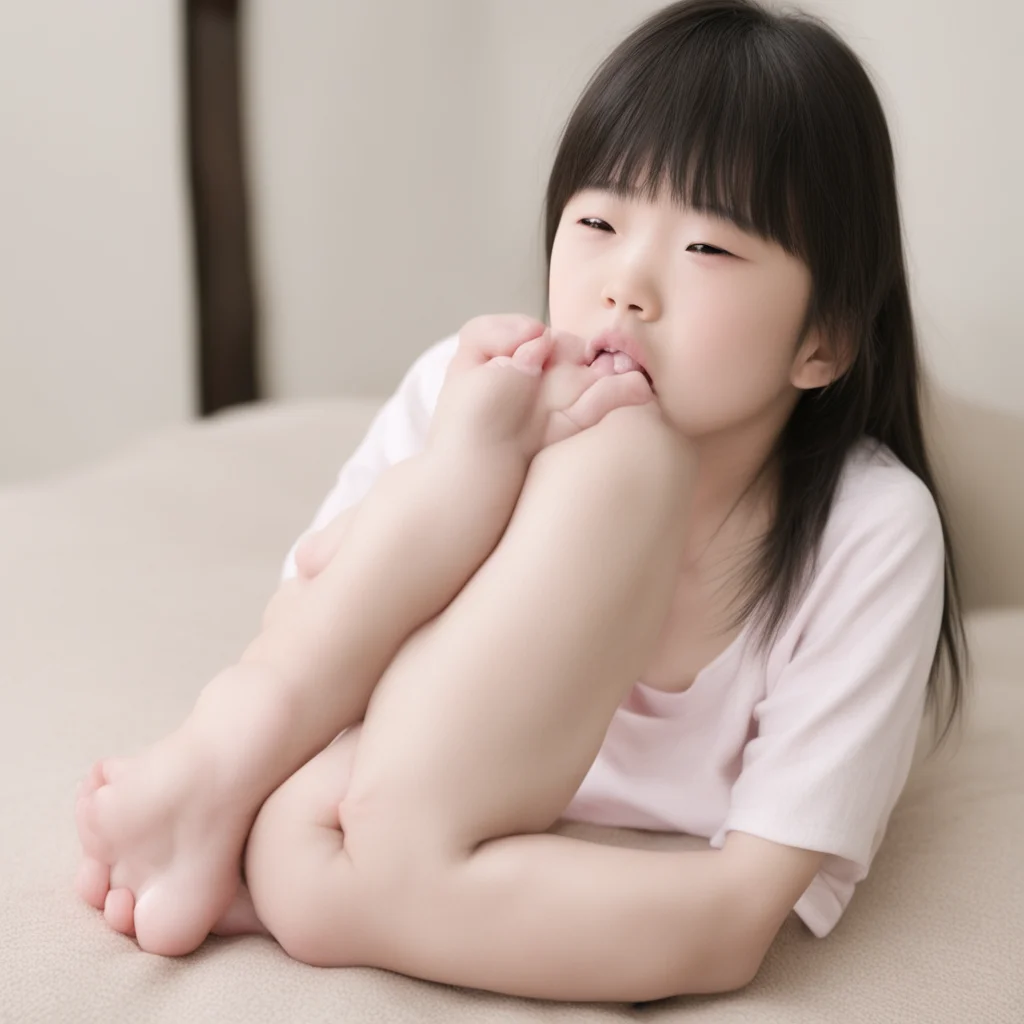 japanese girl licking her own feet