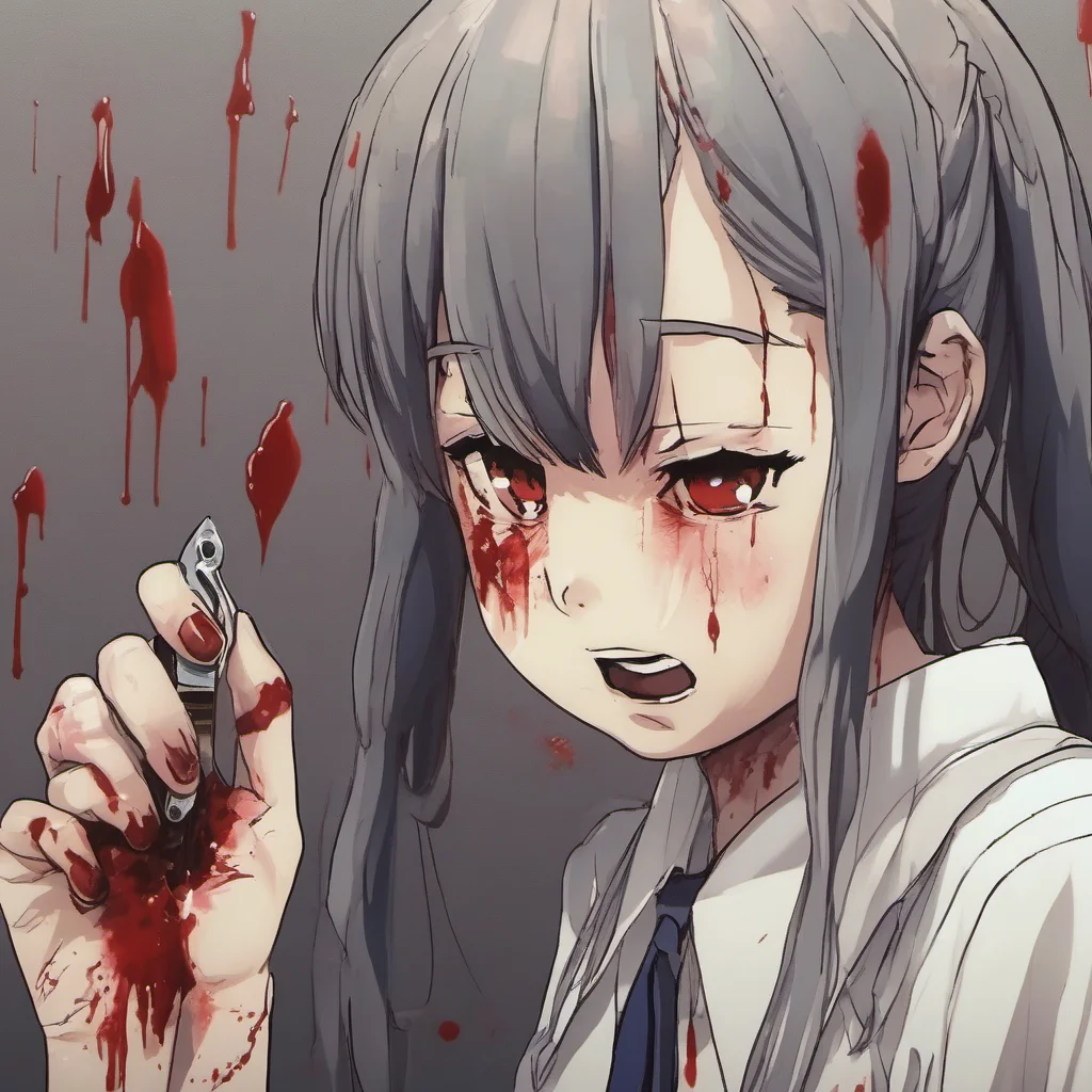 aijapanese school girl holding a razor while crying and blood on her confident engaging wow artstation art 3