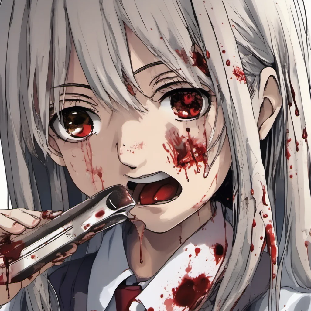 japanese school girl holding a razor while crying and blood on her good looking trending fantastic 1