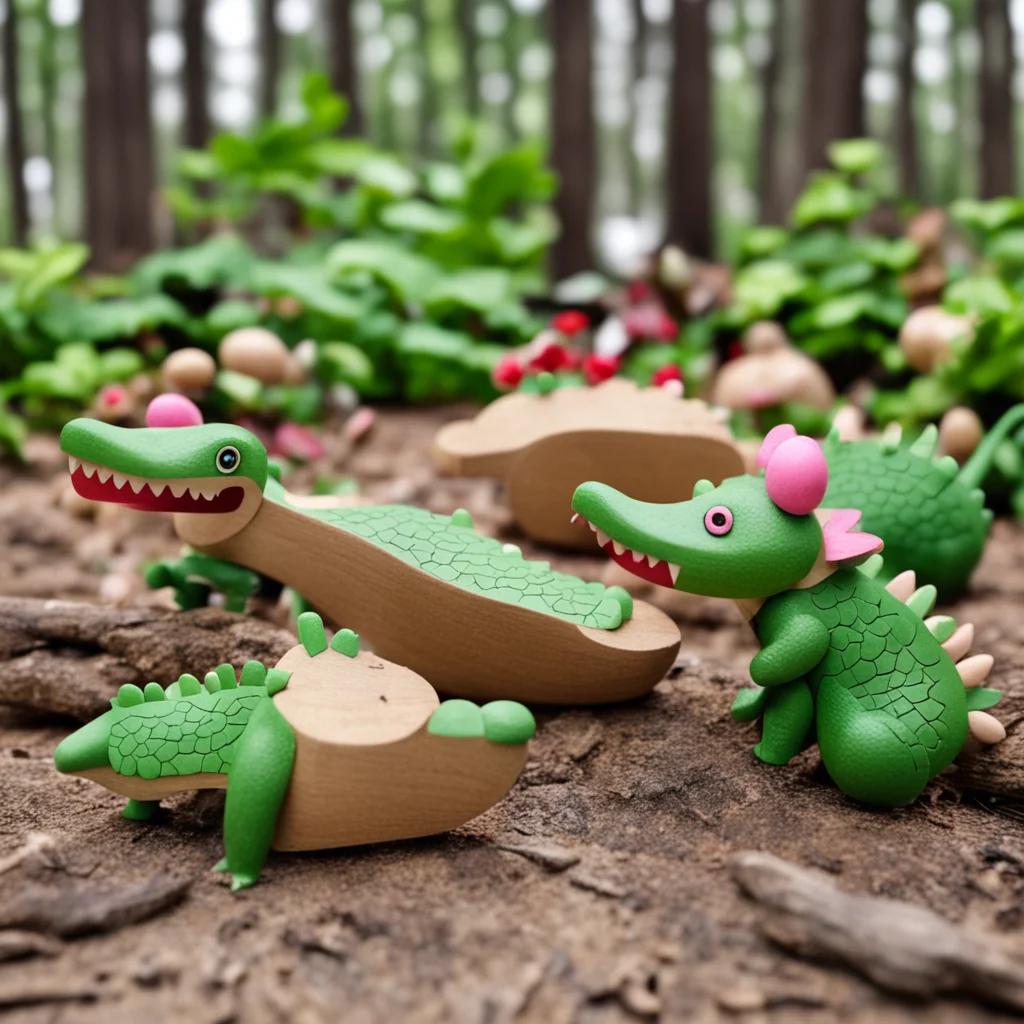 aijapanese wooden doll crocodile party in the woods amazing awesome portrait 2