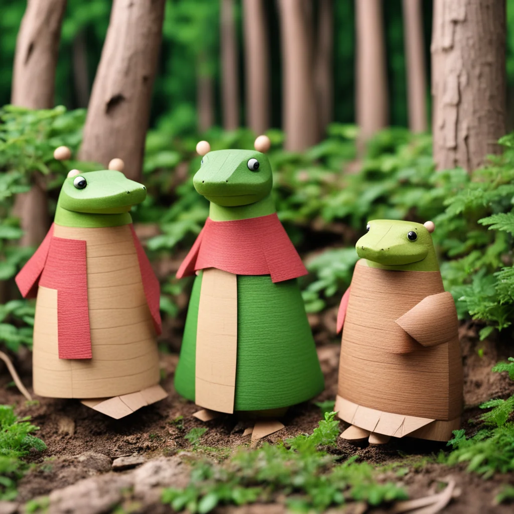 aijapanese wooden doll crocodile party in the woods confident engaging wow artstation art 3