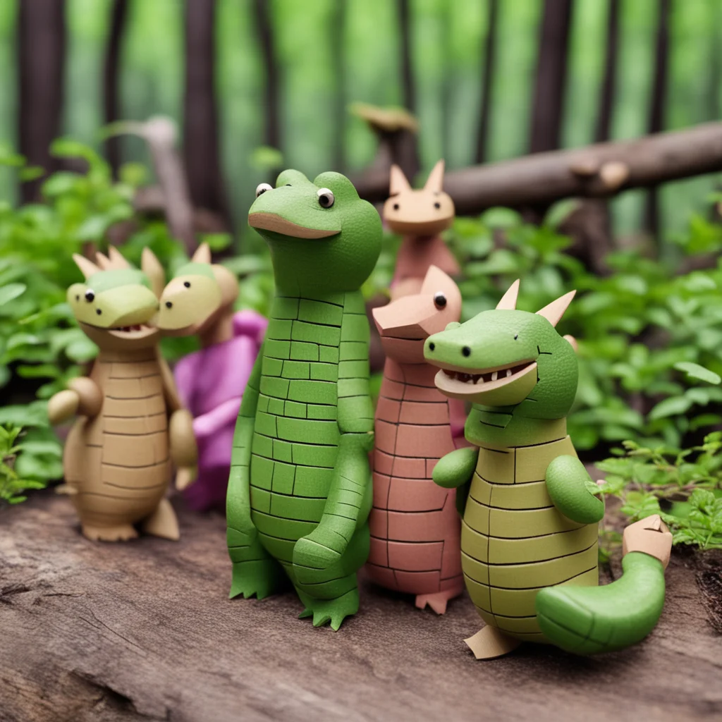 aijapanese wooden doll crocodile party in the woods good looking trending fantastic 1