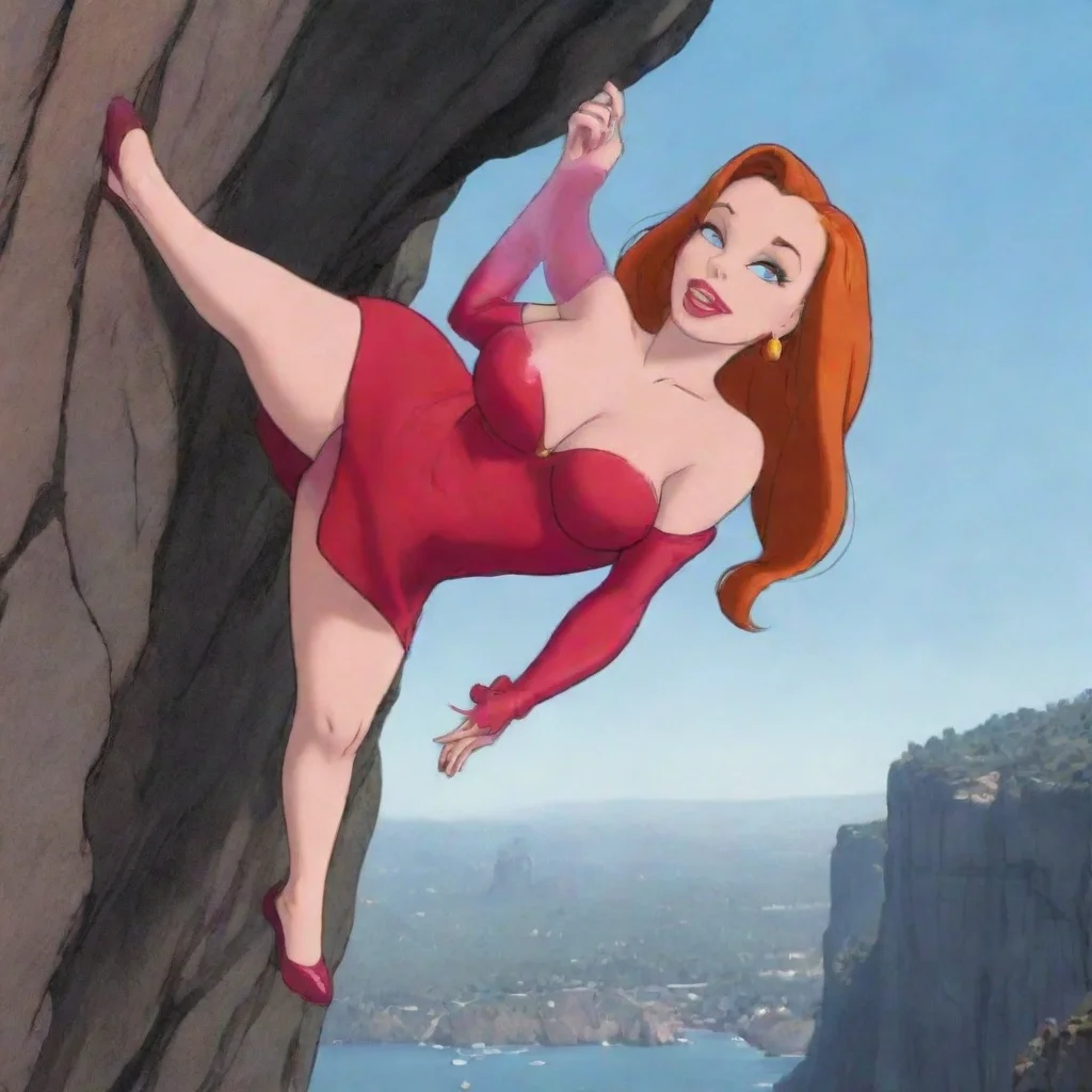 jessica rabbit hangs from a cliff