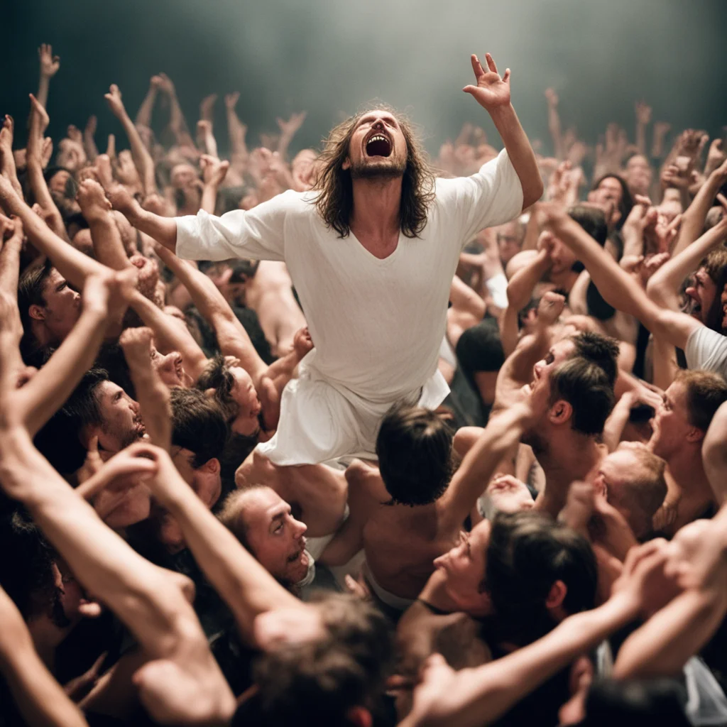 jesus jumping into a mosh pit amazing awesome portrait 2