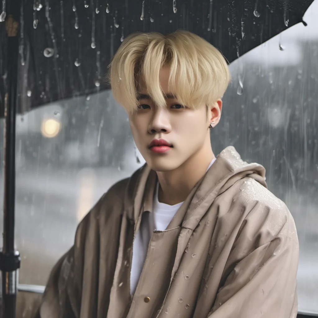jimin with a blonde hair handsome natural rainy