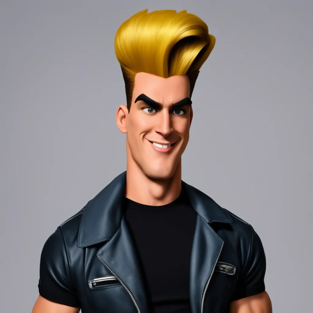 aijohnny bravo with fonzie style hair%2C and a jock jacket