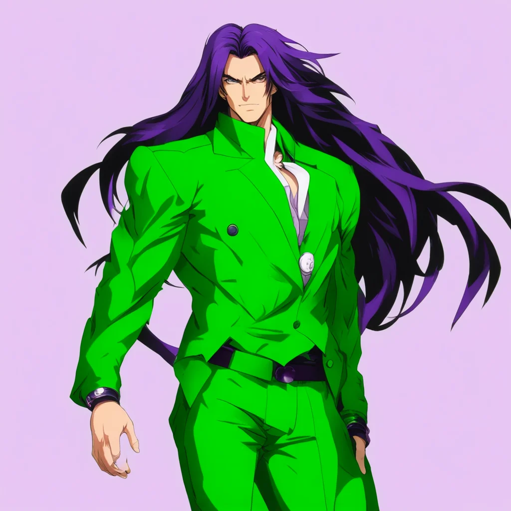 aijojo bizarre adventure male dark green long hair good looking trending fantastic 1