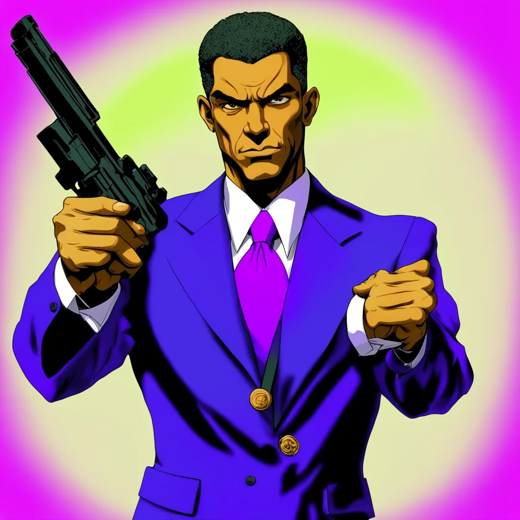 aijojo bizarre adventure obama holding a gun pointing at you. only the face of obama%2C his hand%2C and gun are shown. it has the %E3%83%89%E3%83%89 effect amazing awesome portrait 2