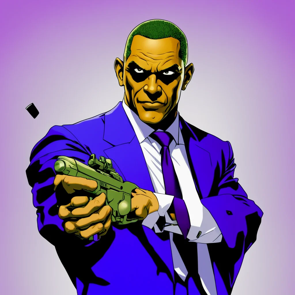 aijojo bizarre adventure obama holding a gun pointing at you. only the face of obama%2C his hand%2C and gun are shown. it has the %E3%83%89%E3%83%89 effect confident engaging wow artstation art 3