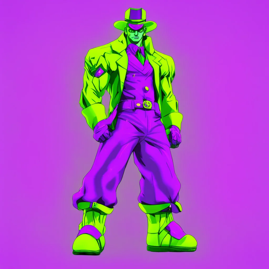 aijojo bizarre adventure style character stand with solid background 
