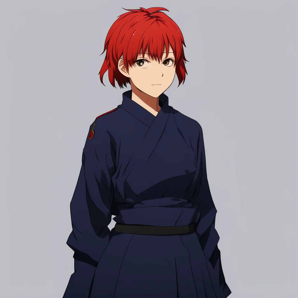aijujutsu kaisen female character with short red hair in jujutsu high uniform