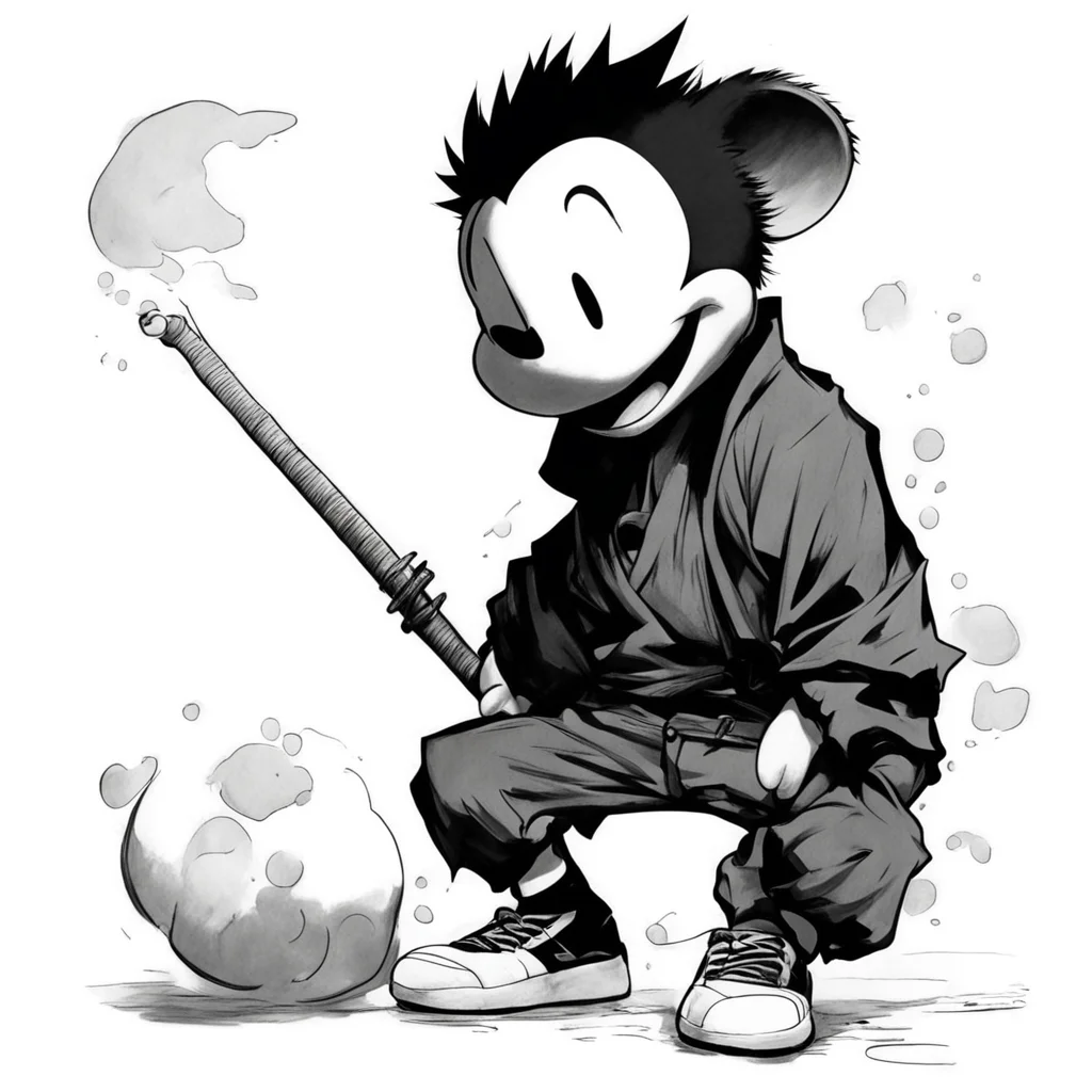 jujutsu kaisen mickey mouse black and white sketch confident engaging wow artstation art 3