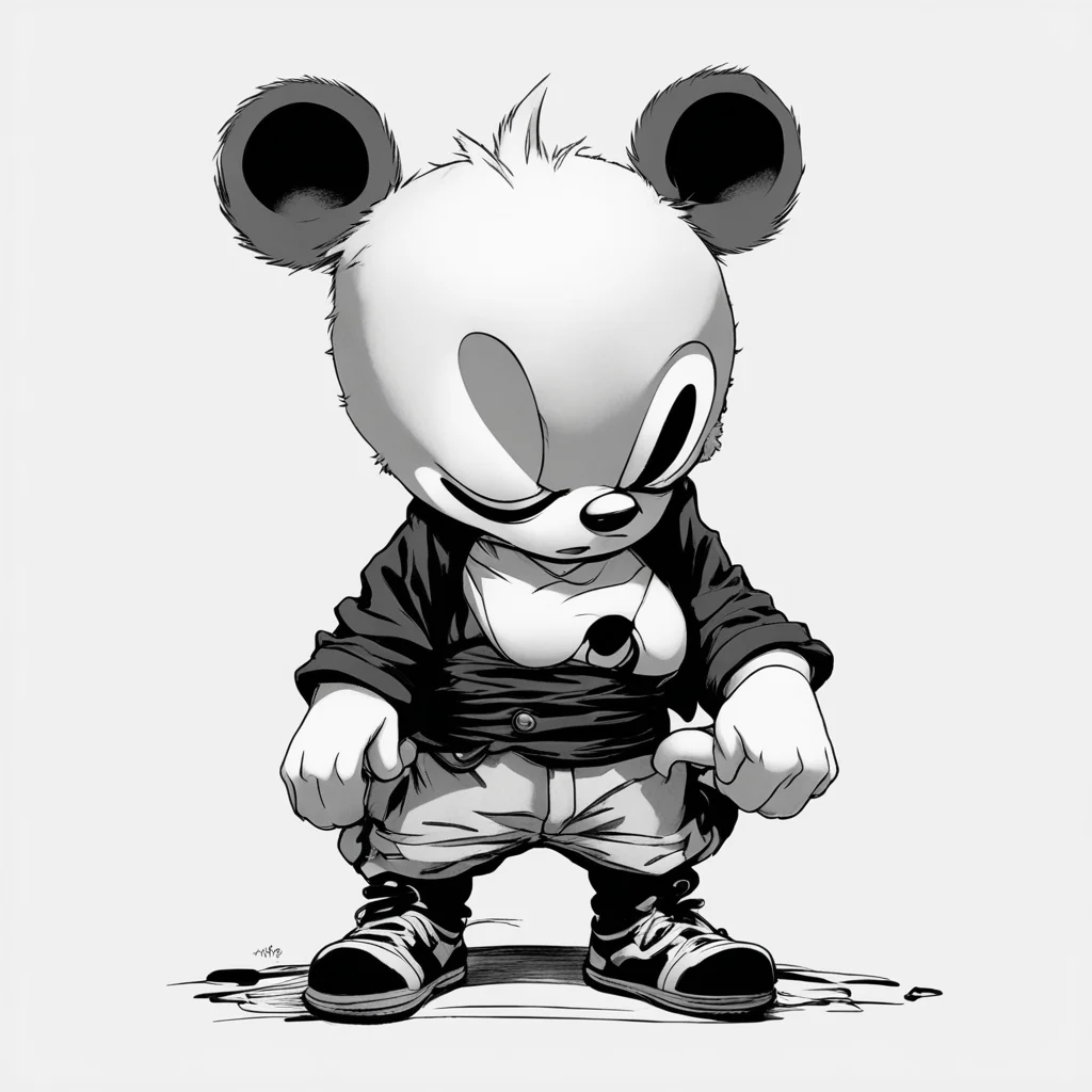aijujutsu kaisen mickey mouse black and white sketch