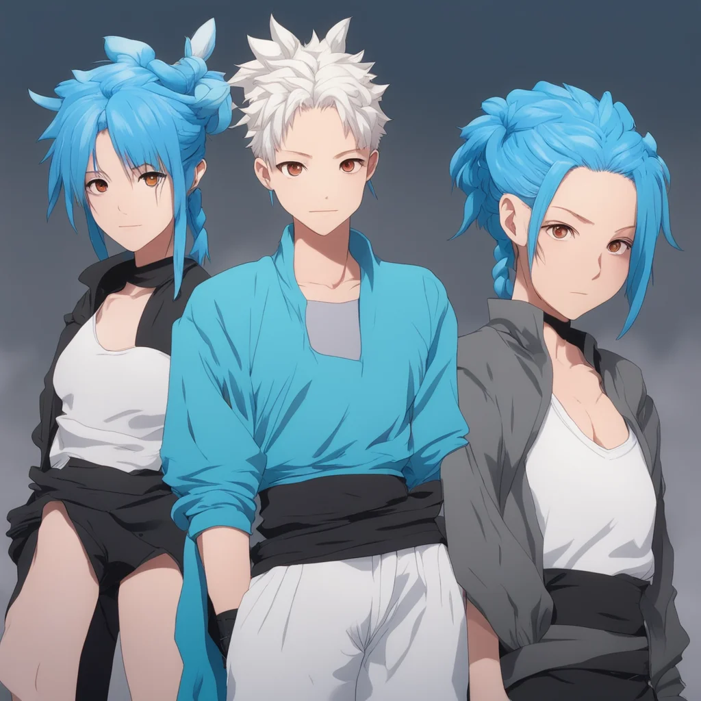 aijujutsu kaisen sorcerer light blue braided hair and the girls light skin and buff good looking trending fantastic 1