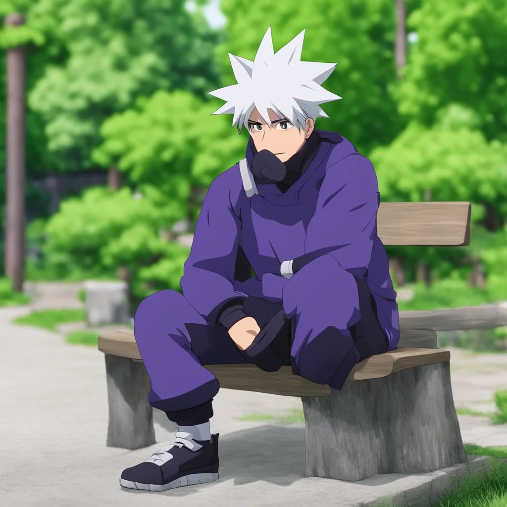 aikakashi hatake sitting down on a bench