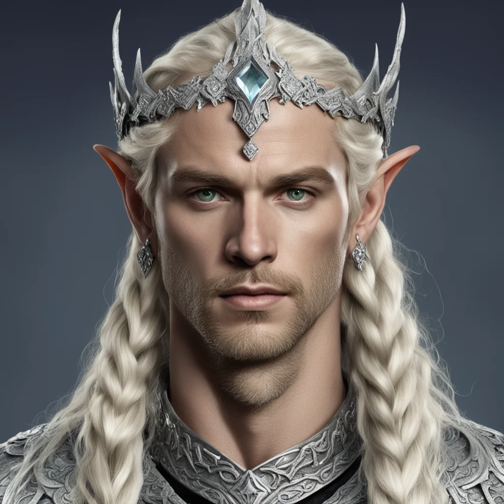 aiking amdir with blond hair with braids wearing silver serpentine elvish circlet encrusted with diamonds confident engaging wow artstation art 3