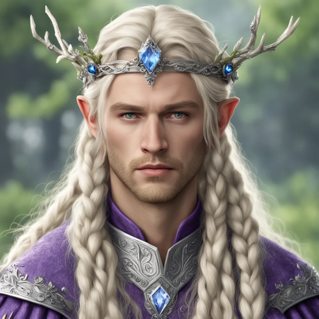 aiking amroth with blond hair with braids wearing silver twig and diamond berry elvish circlet with large center diamond confident engaging wow artstation art 3