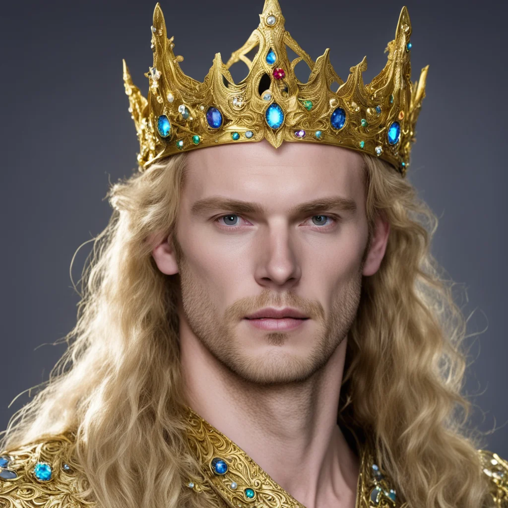 aiking finrod with golden elven coronet with jewels amazing awesome portrait 2