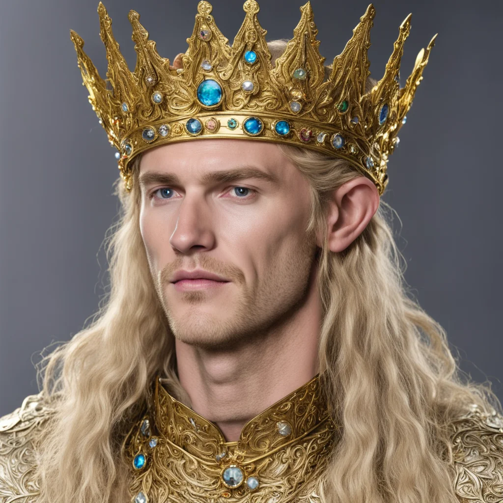 aiking finrod with golden elven coronet with jewels good looking trending fantastic 1