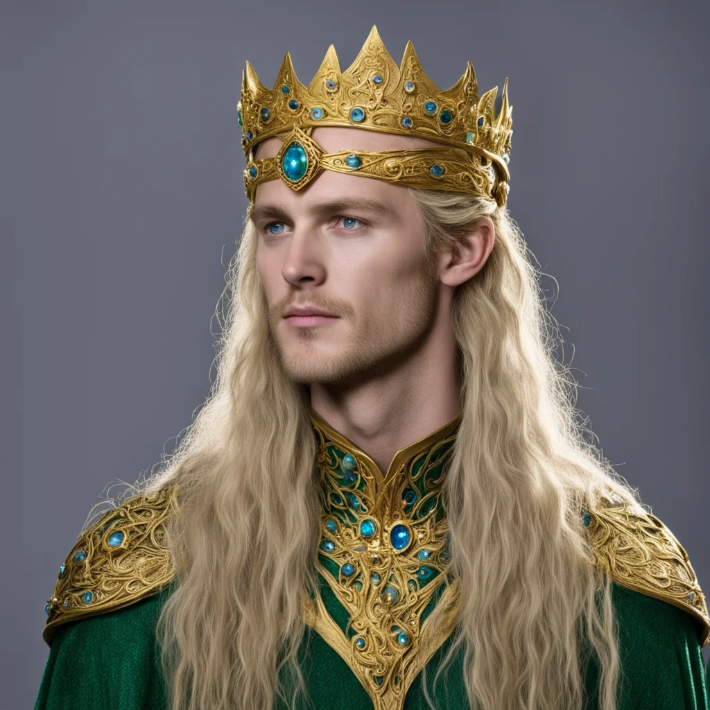 king finrod with golden elvish circlet with jewels amazing awesome portrait 2