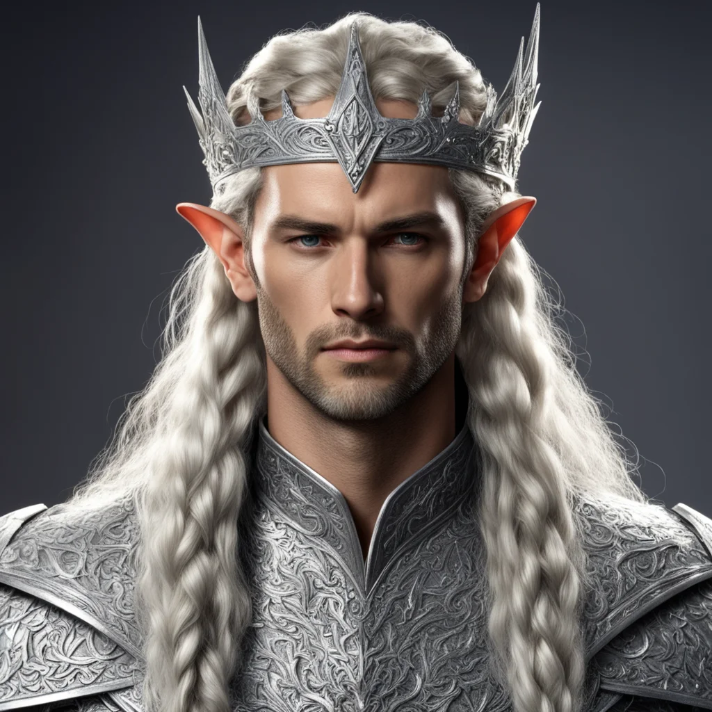 aiking gil galad with braids wearing silver elven circlet with diamonds amazing awesome portrait 2