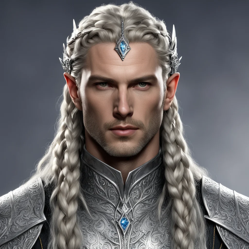 king gil galad with braids wearing silver elven circlet with diamonds good looking trending fantastic 1