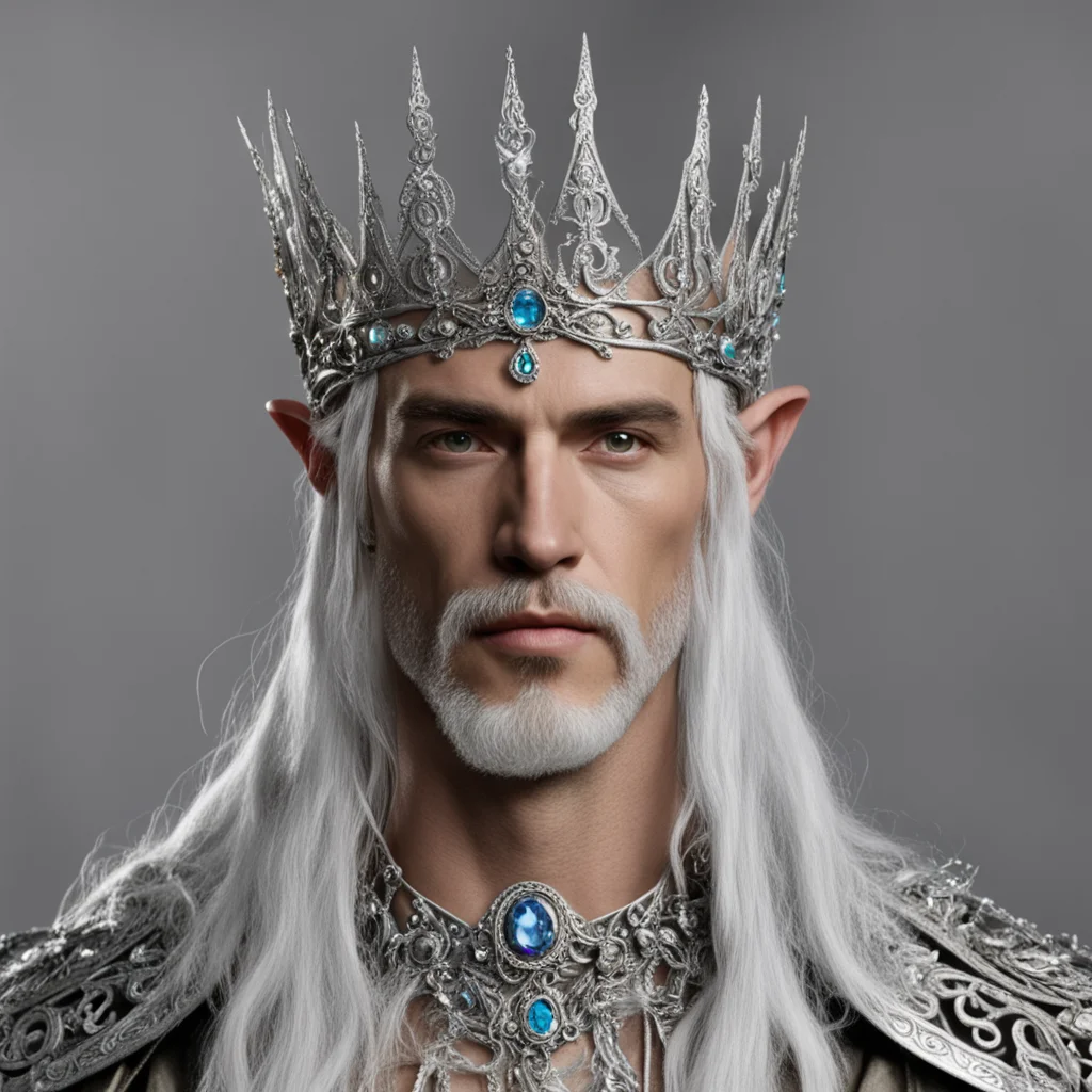 king oropher wearing silver elvish circlet with jewels amazing awesome portrait 2