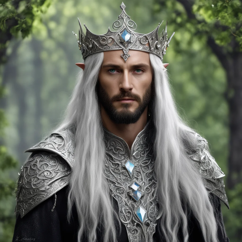 aiking oropher wearing silver elvish circlet with jewels