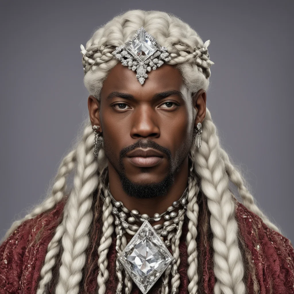 aiking oropher with blond hair and braids wearing silver twig and diamond berry with large center diamond good looking trending fantastic 1