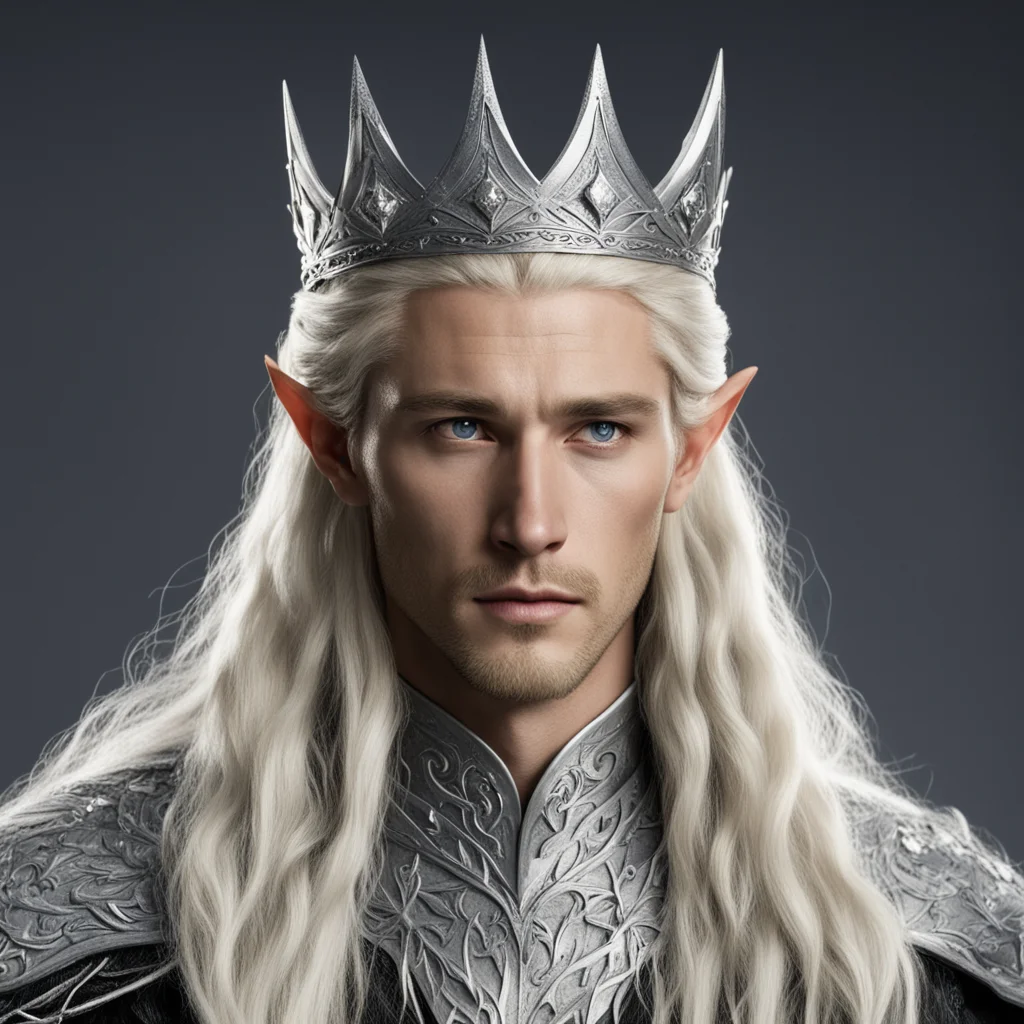 king theanduil with blond hair and braided wearing silver elvish circlet with star shaped diamonds good looking trending fantastic 1