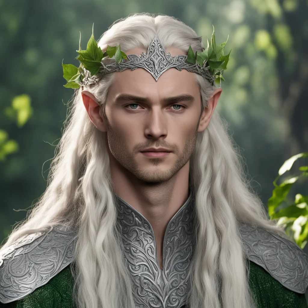 king theanduil with blond hair with braids wearing silver ivy leaf elvish circlet amazing awesome portrait 2