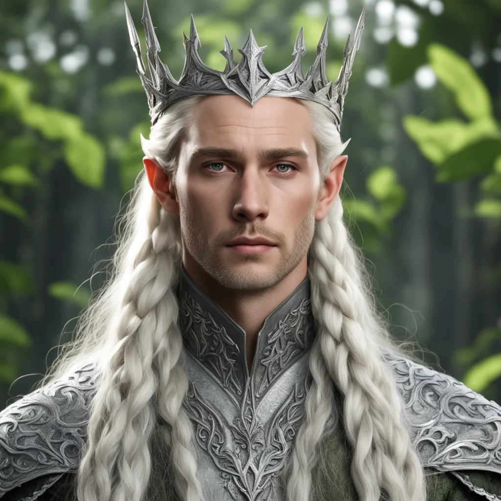 king theanduil with blond hair with braids wearing silver ivy leaf elvish circlet good looking trending fantastic 1