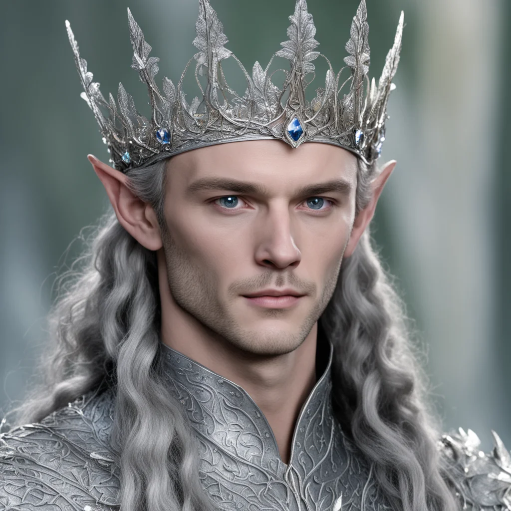 aiking thingol wearing silver beech leaf elven crown with diamonds